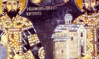 Свети Стефан Милутин, крал Српски (1320), неговиот брат Драгутин (1316) и нивната мајка Елена (1306)